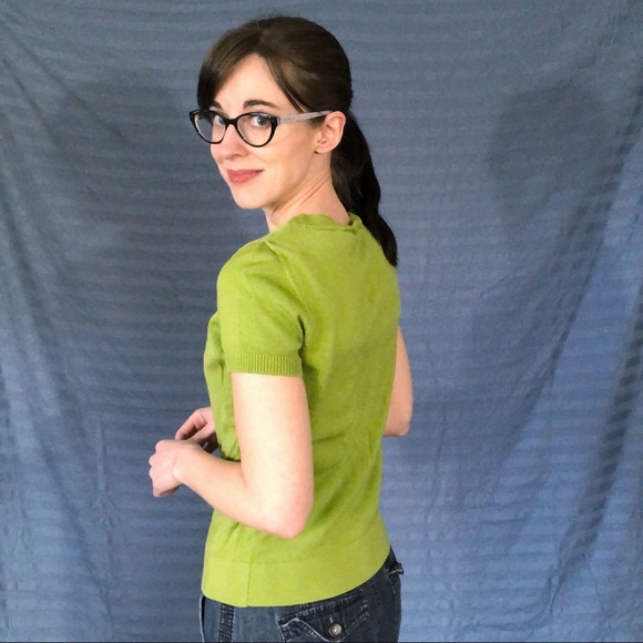 Ann Taylor Green Short Sleeved Cardigan, size S - Picture 2 of 2